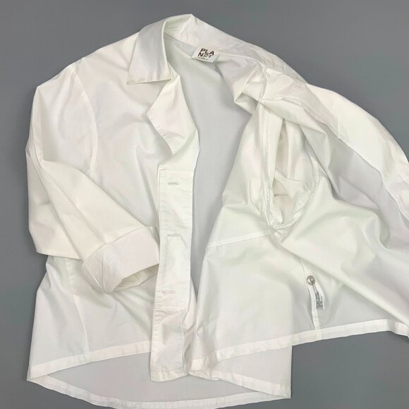 Planet By Lauren G White Cotton Button Up Swing Fit Shirt One Size Fits All - Picture 15 of 16